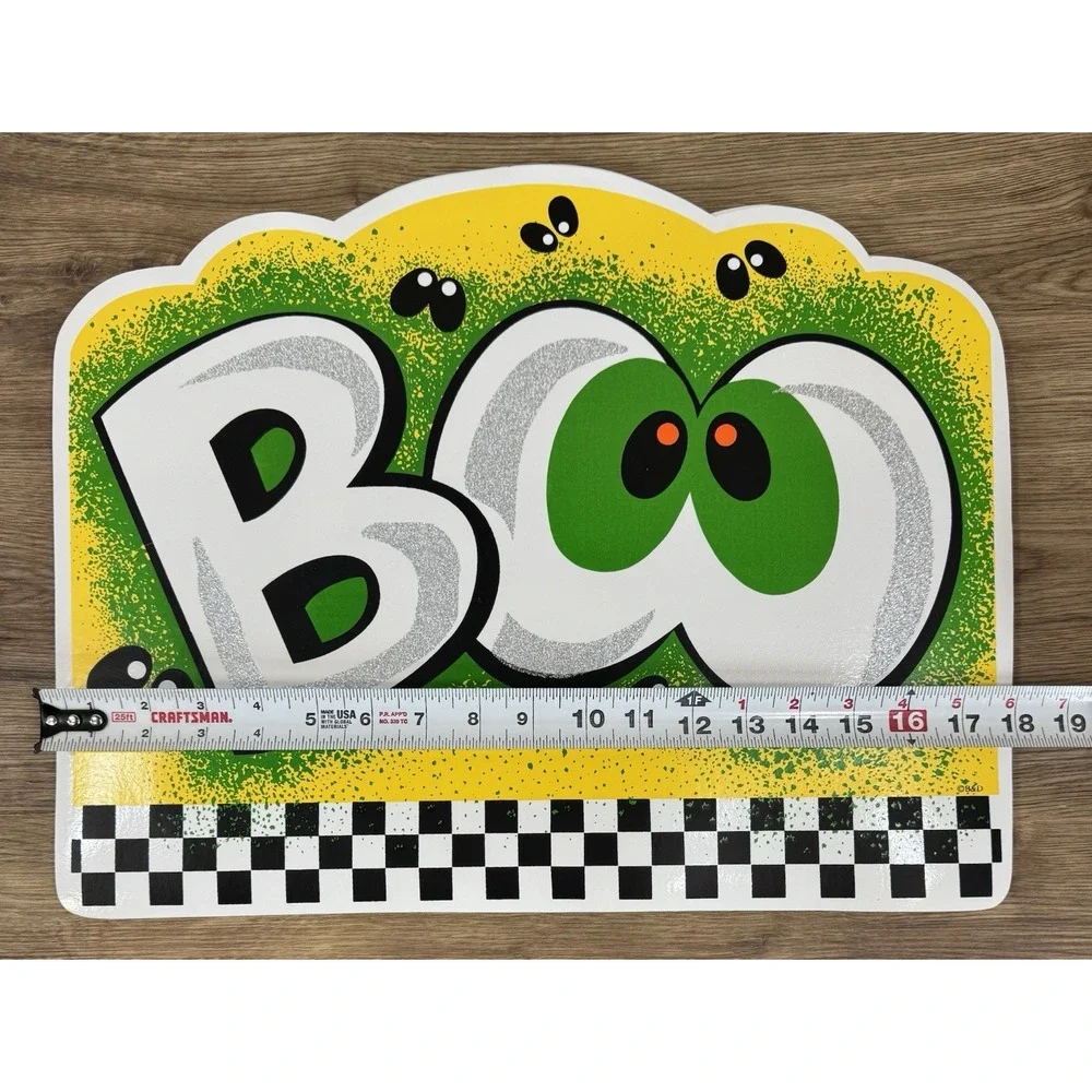 Vintage 2001 B&D BOO Halloween Placemats Set 5 Y2K Checkered Bug Eyes Glitter